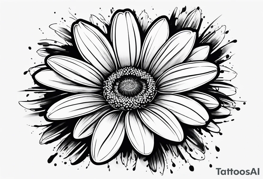 Simple outline of a Daisy with 8 pedals tattoo idea