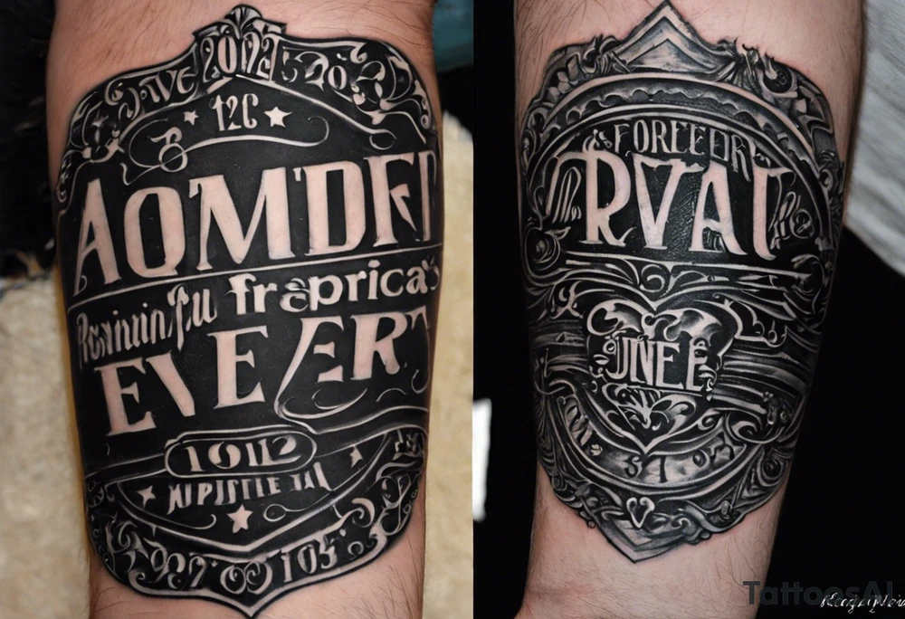 Black and white, incorpurating roman numberals for june, 12,2012. This is my son and mine's adoption day, our "forever and ever day" Likely placement will be forearm and or wrist for me, and he might do forearm are shoulder tattoo idea