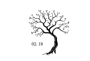 easy windy tree with date 02.18.1998 tattoo idea