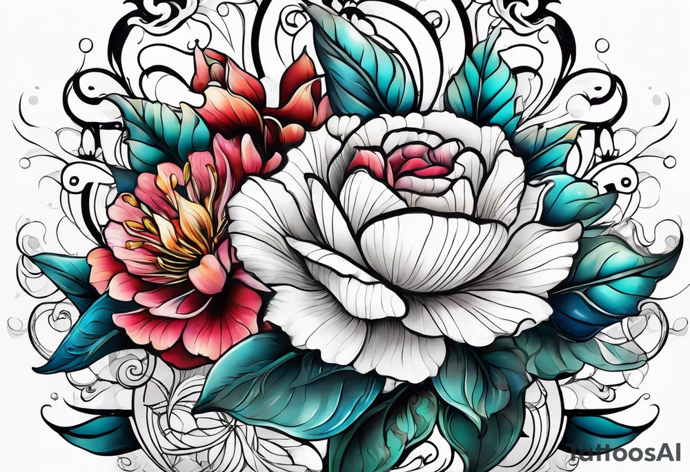 sea, flower tattoo idea