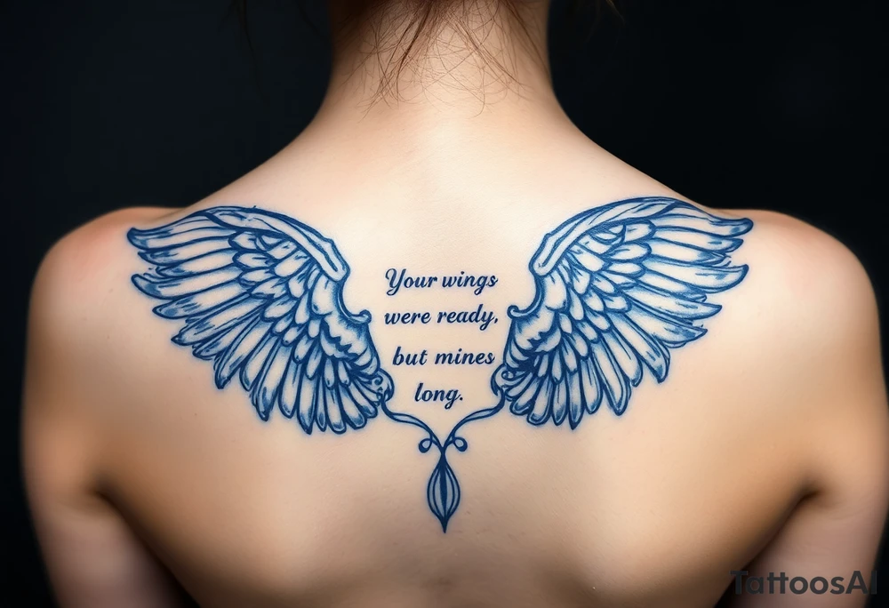 Your wings were ready but mines were not, blue tattoo idea