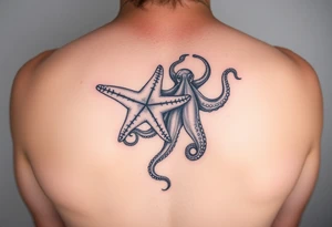 Starfish and Octopus embracing tattoo idea