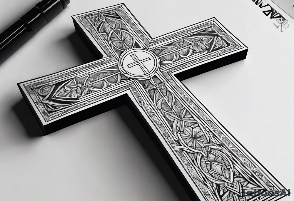cross with bible verse tattoo idea
