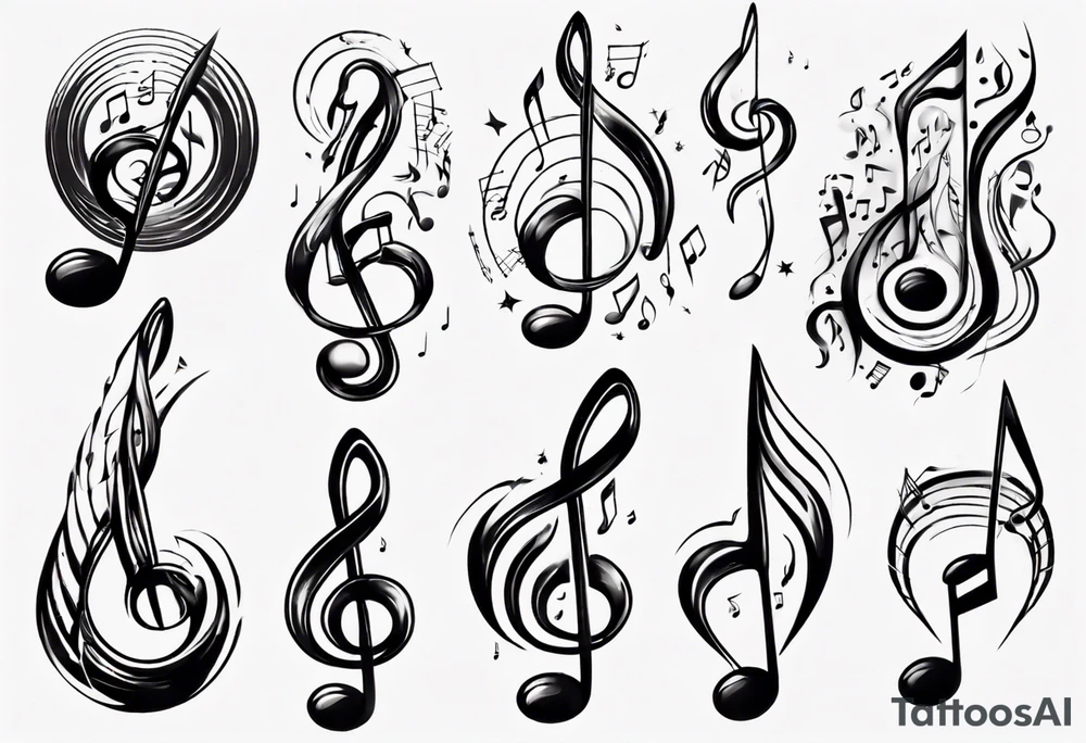 music note white color tattoo idea