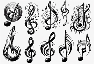 music note white color tattoo idea