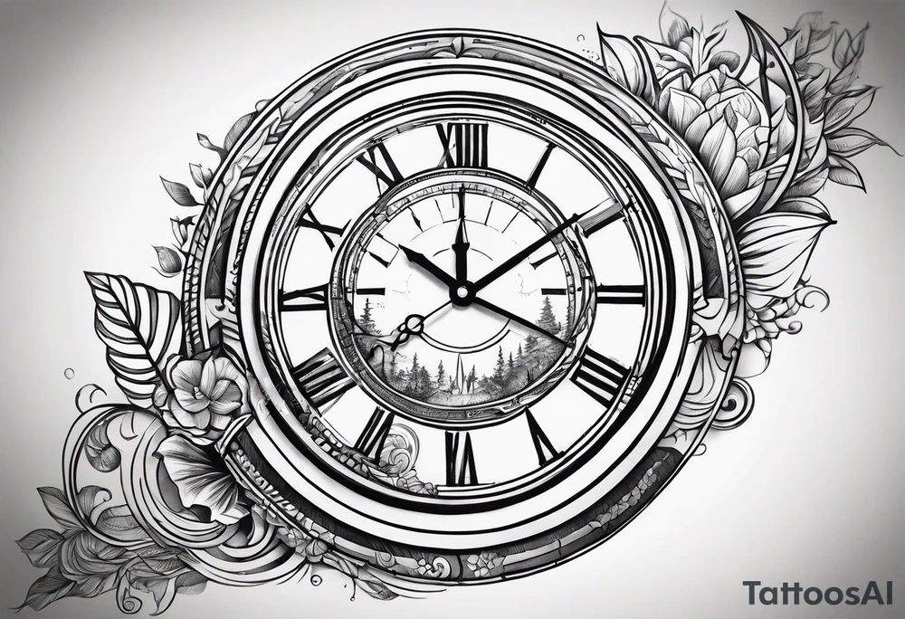 time element in sunset for man simple design tattoo idea