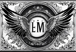 Wings with the word Glenn in between tattoo idea