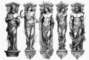 GREEK EVIL STATUES 
ARM SLEEVE 
REALISTIC tattoo idea