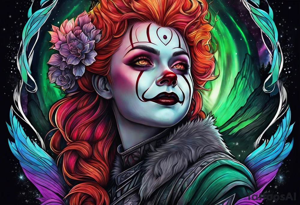 Northern lights with pennywise tattoo idea