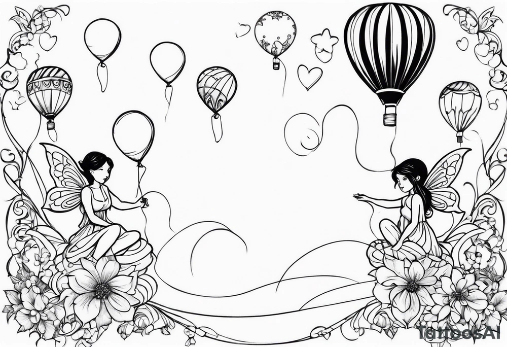 fairies with balloons tattoo idea