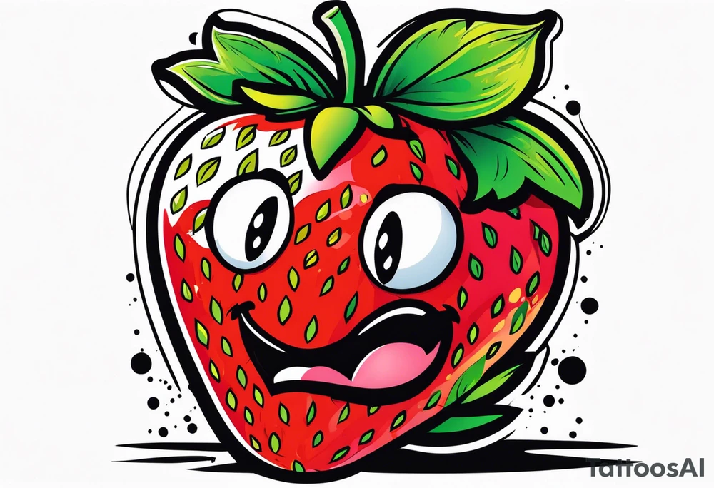 one graffiti style Strawberry, no background tattoo idea