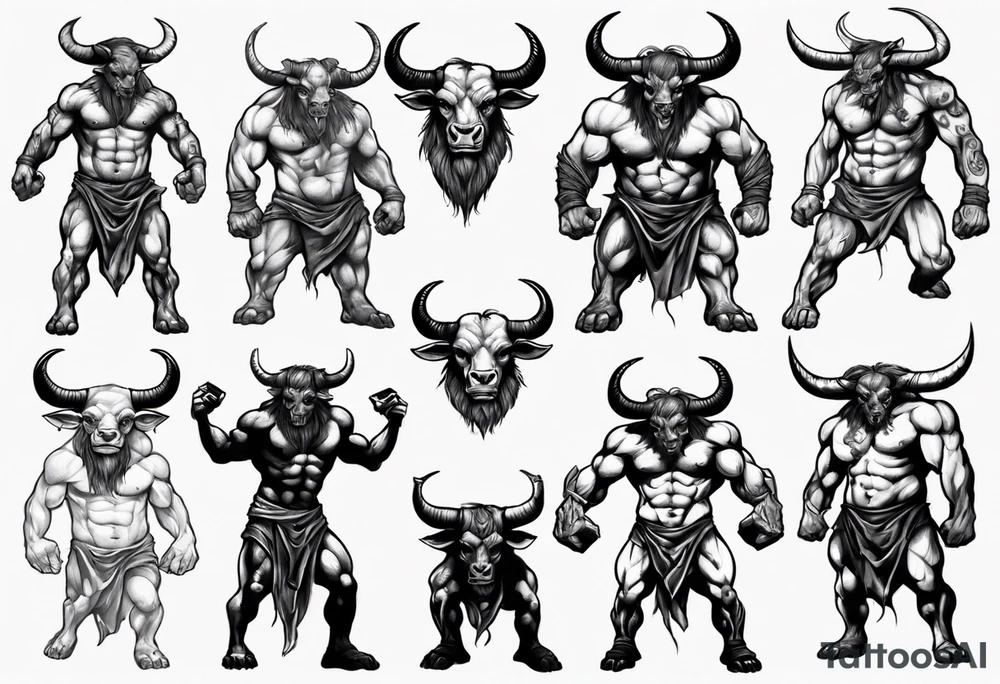 evil minotaur 
 full body tattoo idea
