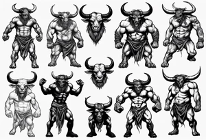 evil minotaur 
 full body tattoo idea