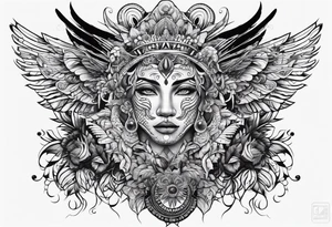 Men's chest tatto with two psychedelic entities facing each other tattoo idea