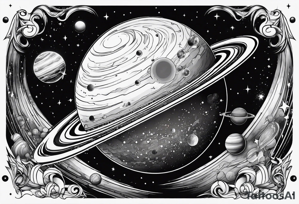 space planets stars tattoo idea