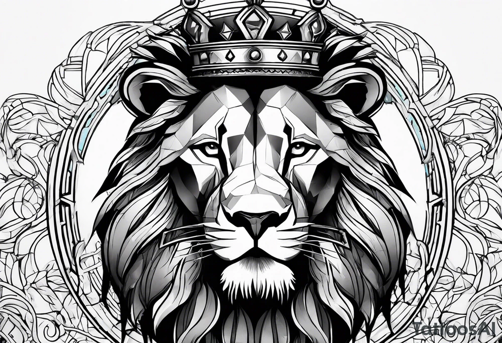 Lion with the crown of thorns tattoo idea