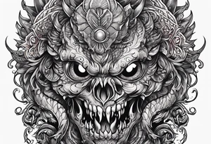 Beautiful Eldridge horror creature thigh tattoo tattoo idea