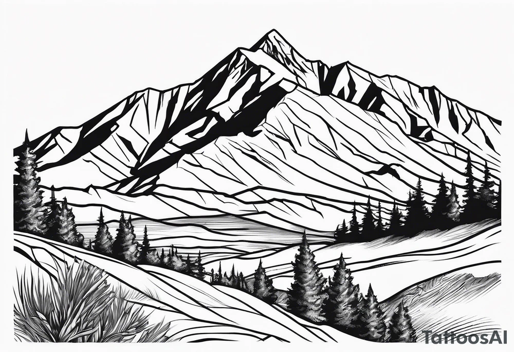 Pikes peak Colorado mountain outline tattoo idea