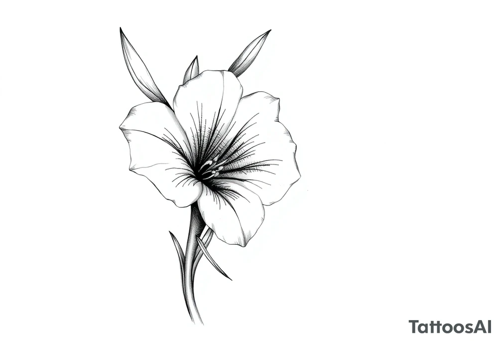 Large gladiolus stem tattoo idea