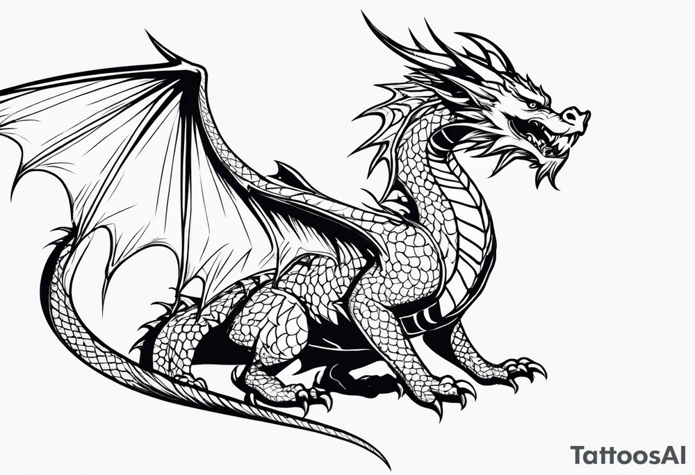 Dragon out of single line tattoo idea