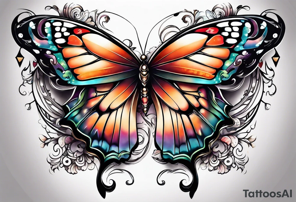 Half butterfly with one Angel wing tattoo idea