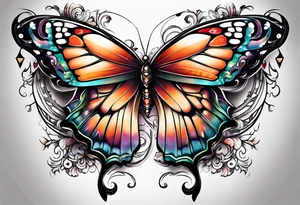 Half butterfly with one Angel wing tattoo idea