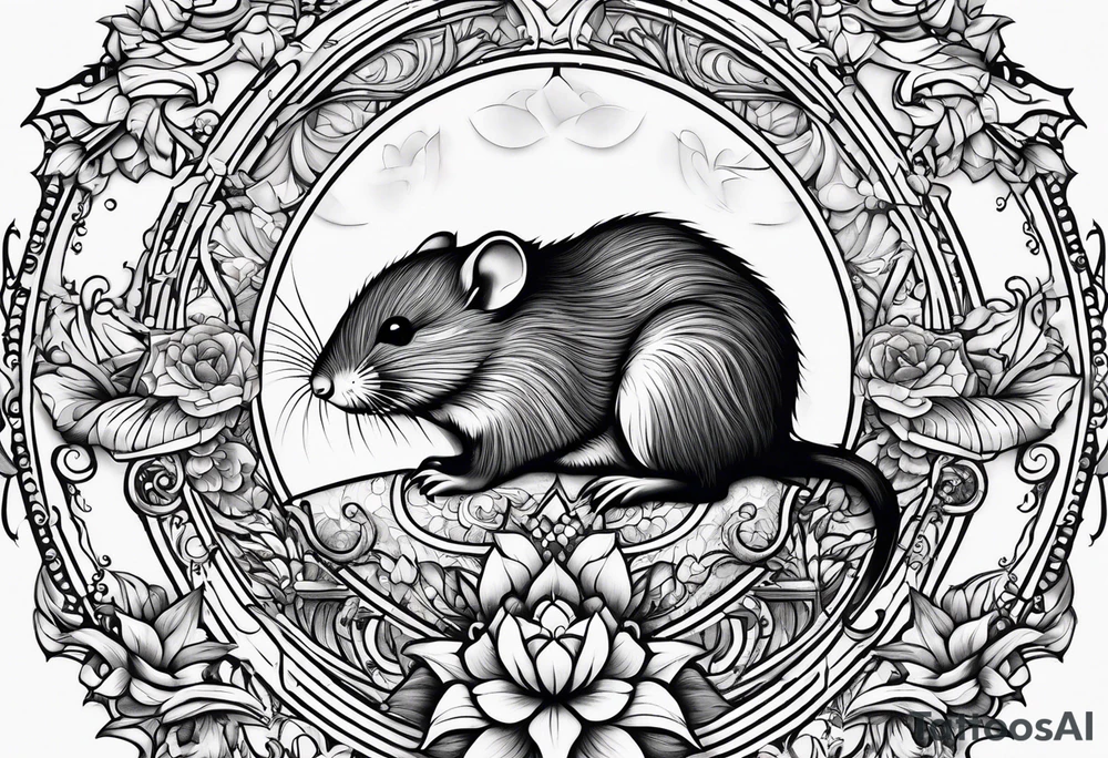 Wood rat, feminine, gentle, seen from underneath tattoo idea