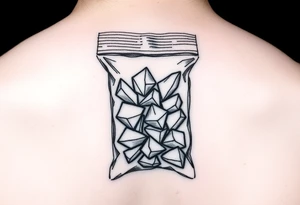 Small plastic baggie with shards of crystal meth inside of it make the shards smaller but longer and more sharp tattoo idea