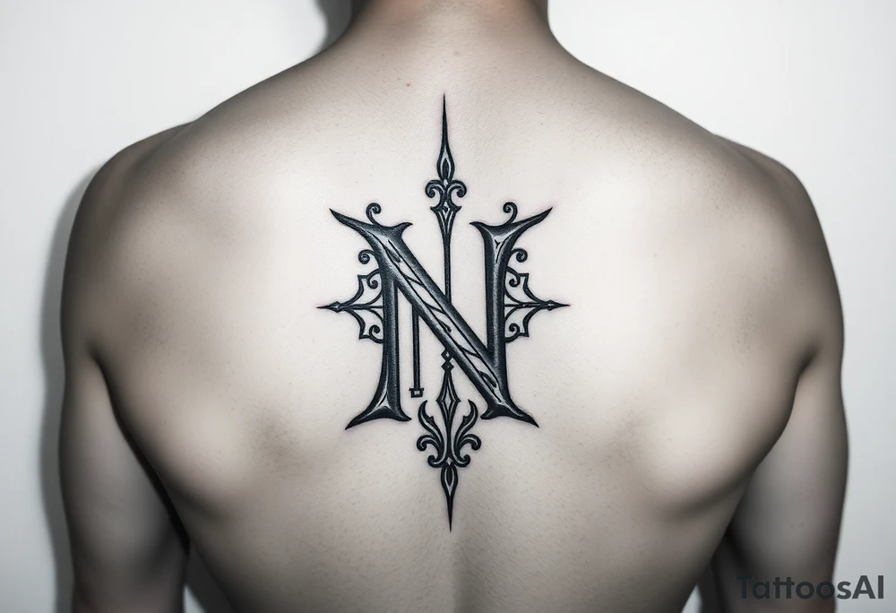 give me a tattoo idea of the letter N with a 100$ tattoo idea