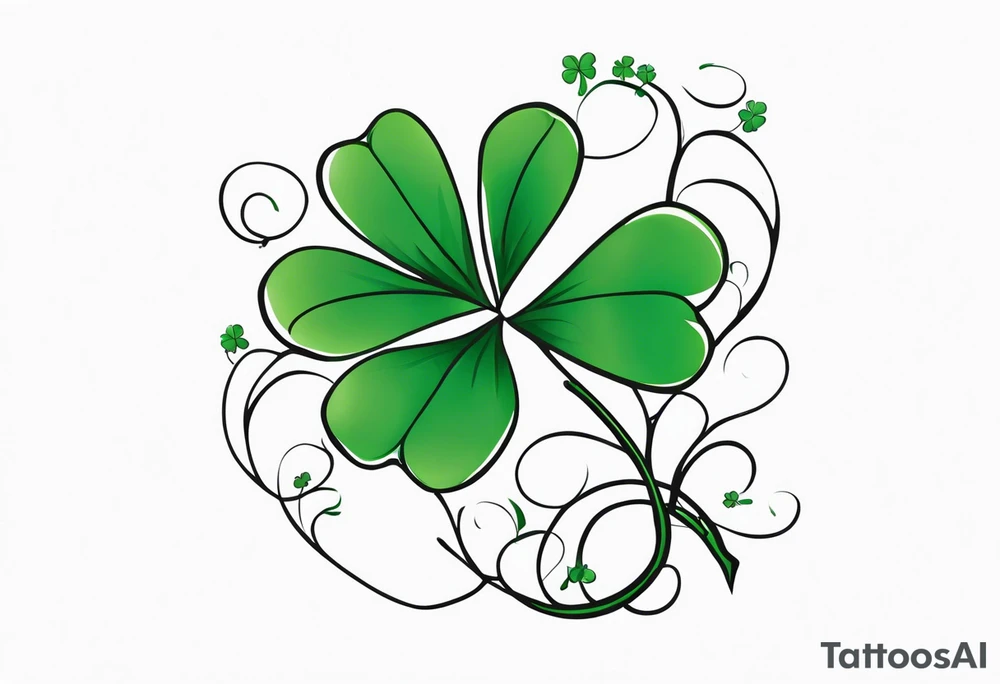 a single three leaf clover with vine tattoo idea