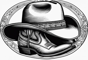 Cowboy boots and hat tattoo idea