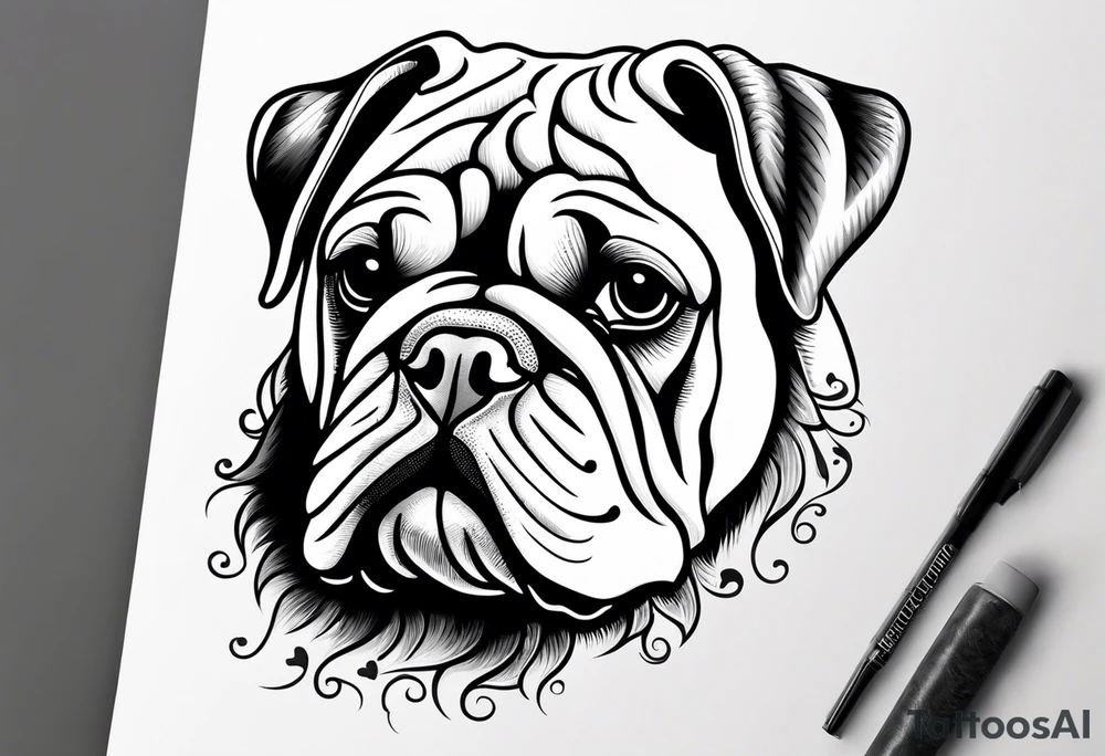 Cute puppy English bulldog tattoo idea
