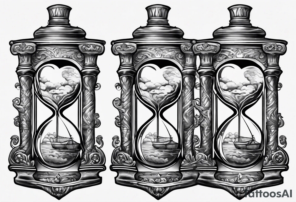 Hour glass with Brain and heart inside tattoo idea