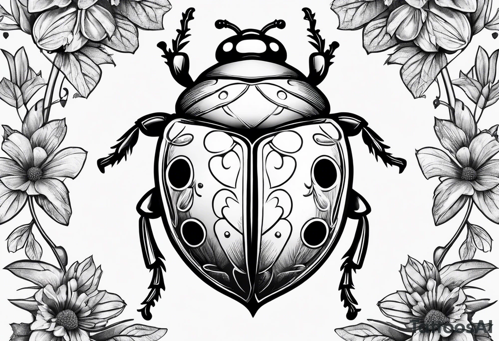 Ladybug sitting on an acorn tattoo idea