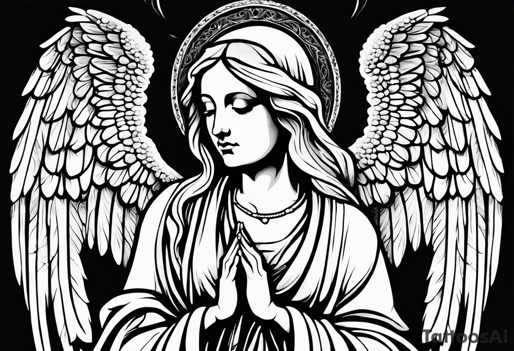 Ovarian cancer religious Angel his praying hands tattoo idea