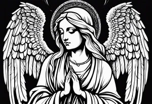 Ovarian cancer religious Angel his praying hands tattoo idea