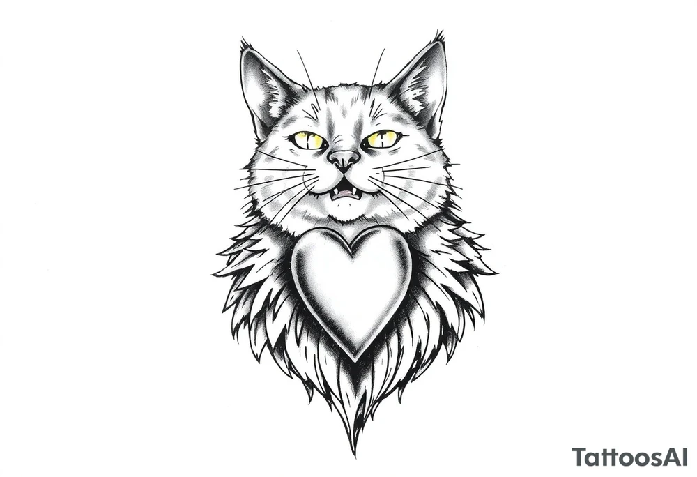 Pata de gato e coração tattoo idea