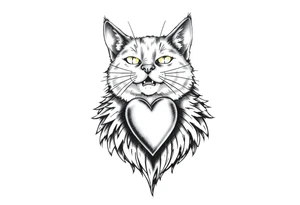 Pata de gato e coração tattoo idea