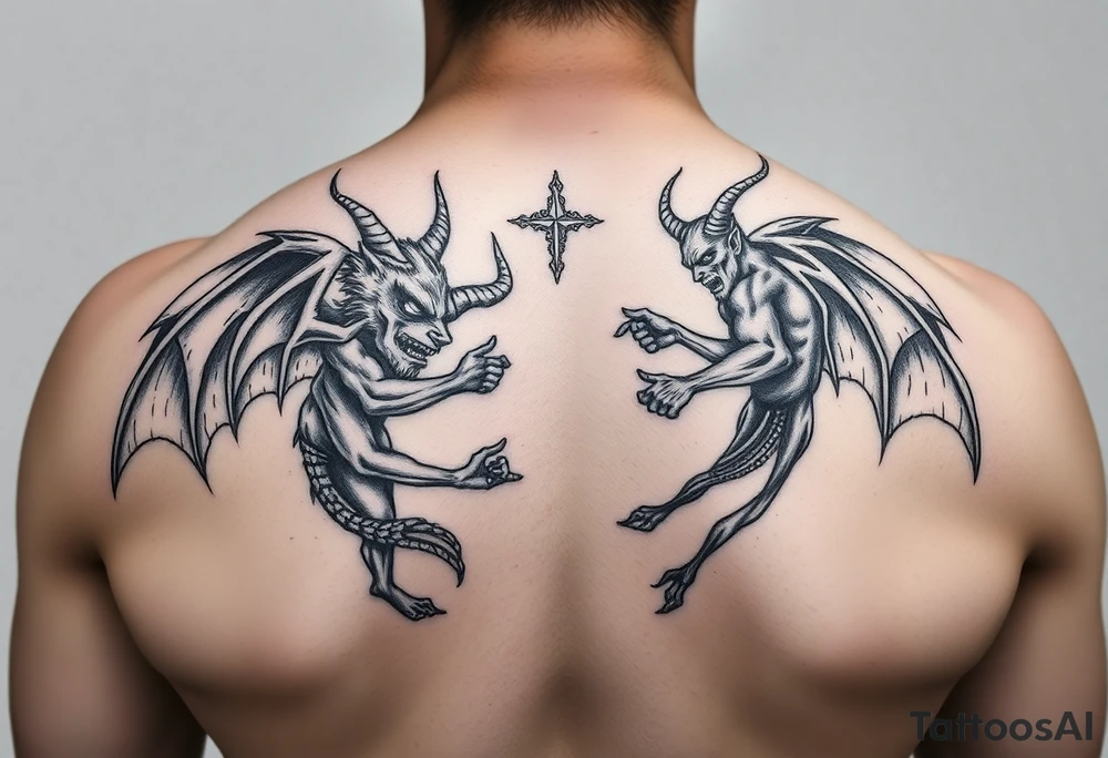 Heaven vs Hell Money Drugs Devil Vs God cash flow rip to the gang tattoo idea