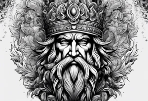 Poseidon hält etwas in beiden Händen tattoo idea