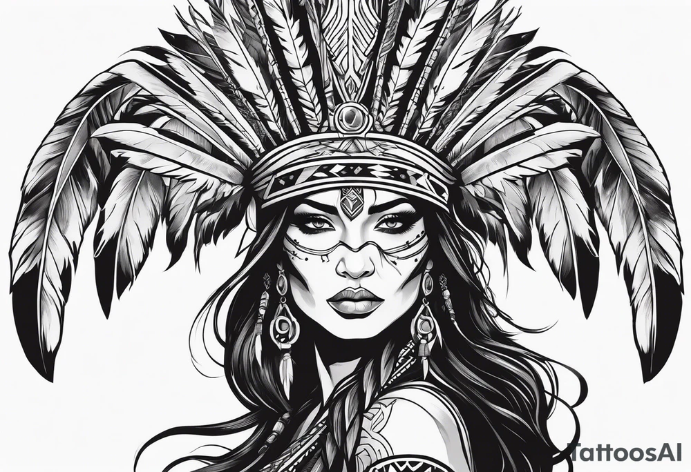 valkrye, kali, pirate, goddess, native american, looking right, wing tattoo idea