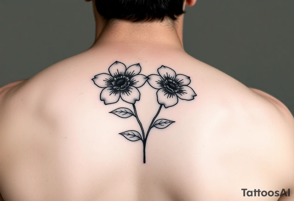 Two simple flowers together leafs on outside tattoo idea