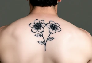 Two simple flowers together leafs on outside tattoo idea