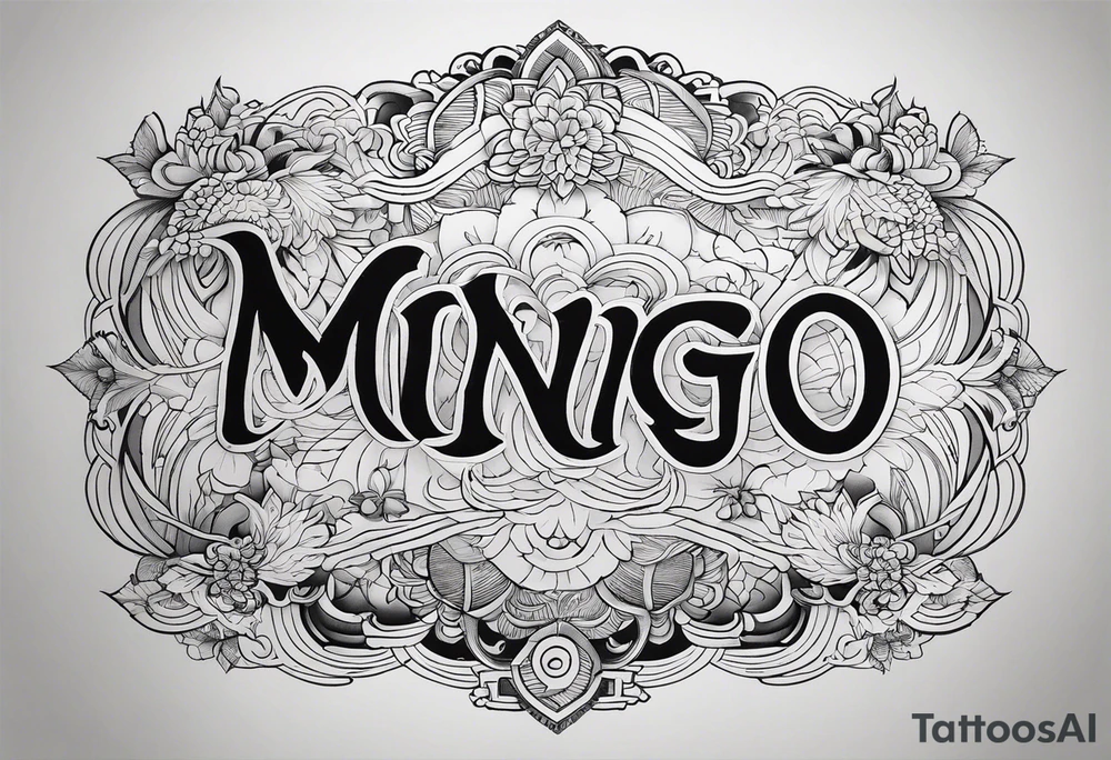 Create a Fine Line tattoo made out of the name Mingo and very pretty but hide the name in the image tattoo idea