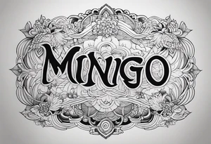 Create a Fine Line tattoo made out of the name Mingo and very pretty but hide the name in the image tattoo idea