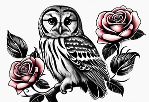 Barred owl and a rose tattoo idea