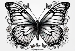 the words "I never walk alone" surrounded by butterflies tattoo idea