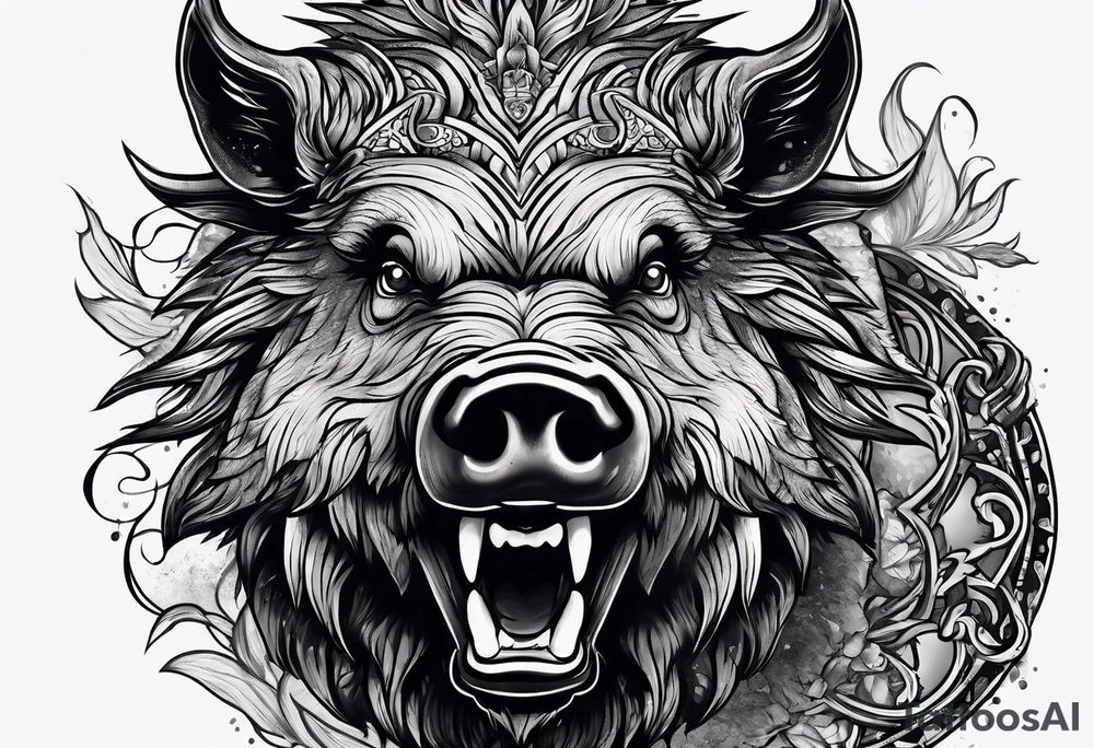 angry boar tattoo idea