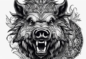 angry boar tattoo idea