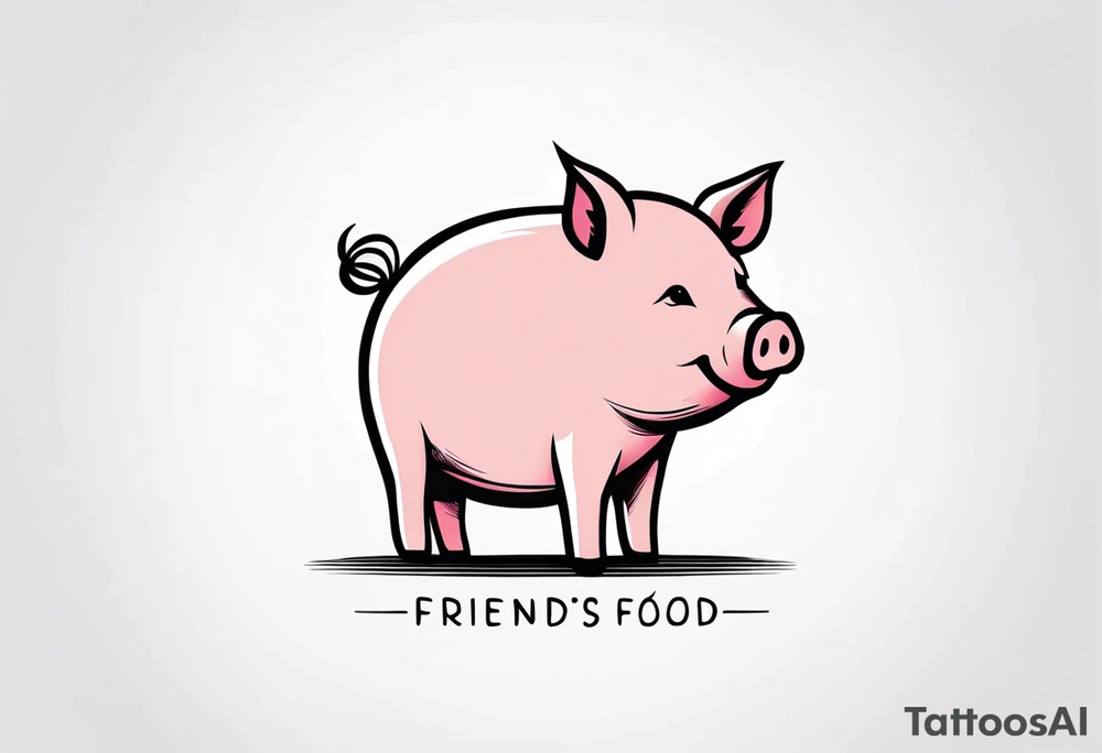 simple drawing of piglet or pig with text: "Friends. Not Food" included tattoo idea